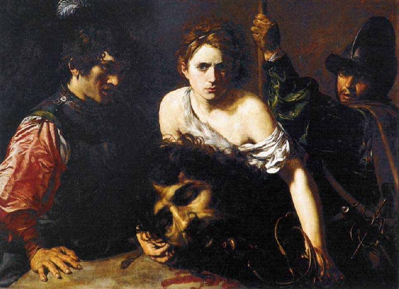 VALENTIN DE BOULOGNE David with the Head of Goliath and Two Soldiers Norge oil painting art